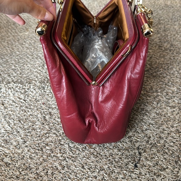 Coach Madison Satchel Bag Gathered Leather Brick Red - Picture 14 of 15